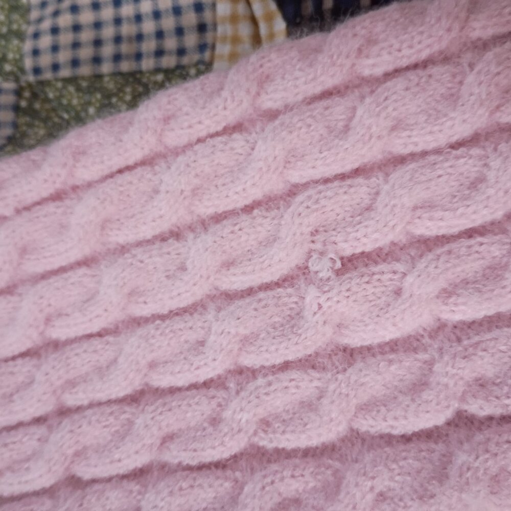Size M Sugar Thrills Pink Ruffle Turtleneck Sweater - Picture 7 of 10